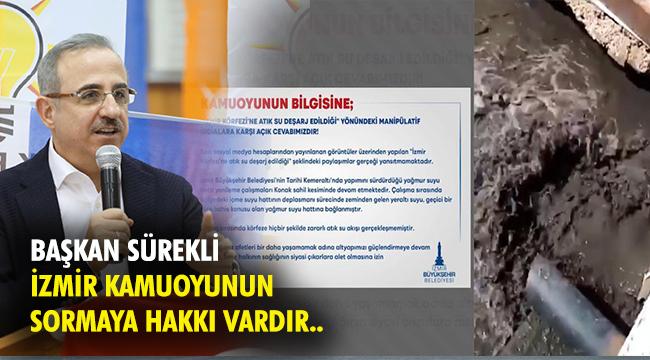 Büyükşehir'in Körfez'e akan pis su açıklamasına, Başkan Sürekli'den  sert tepki
